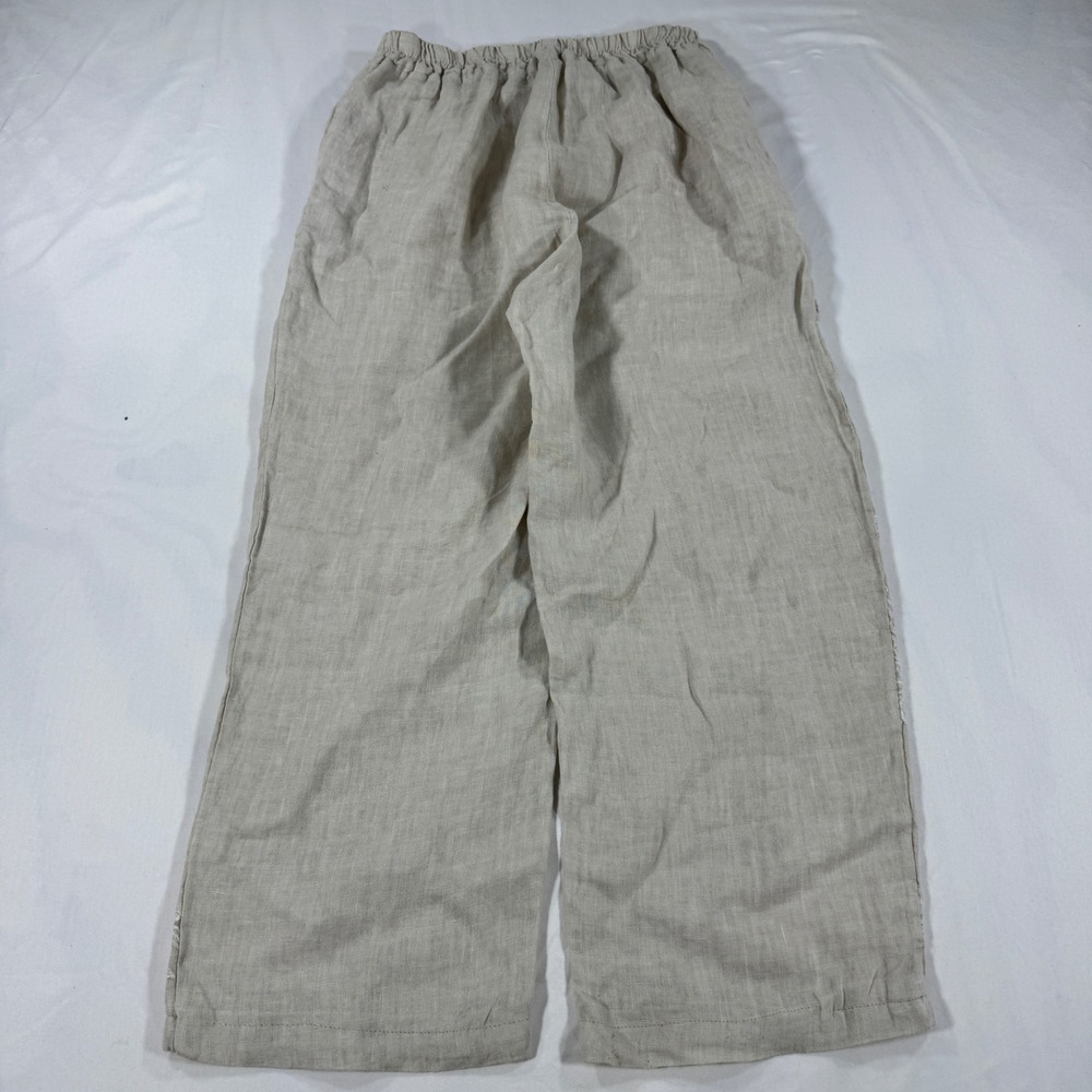 Tempo Paris Italian Linen Wide Leg Embroidered Pants M Boho Floral Butterfly - Picture 8 of 8